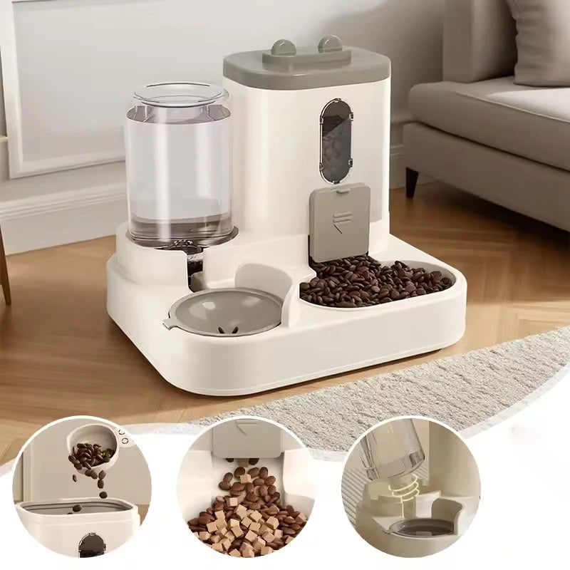 🐾 PawTailed™ 2-in-1 Cat & Dog Feeder and Water Dispenser — Compact, Stylish, and Smart