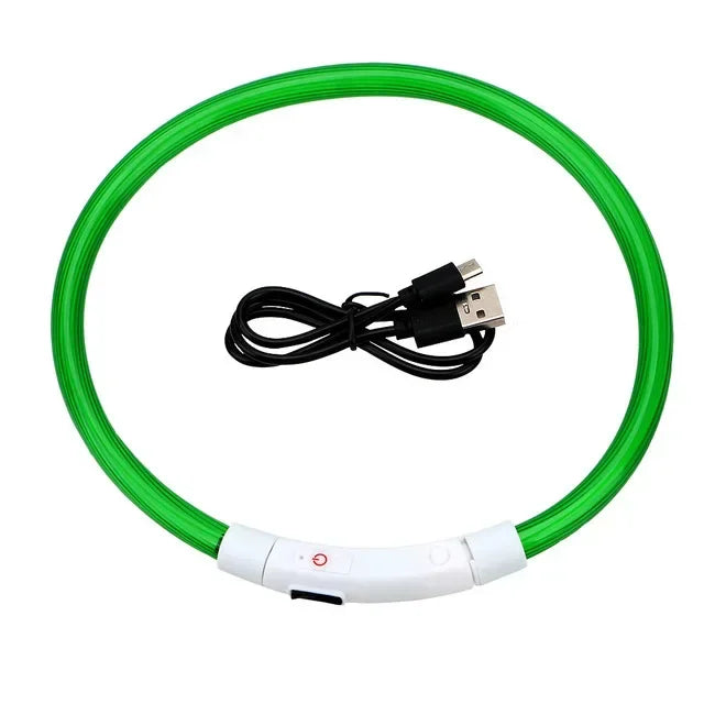 🐾 PawTailed™ LED Dog & Cat Collar – Luminous USB Rechargeable