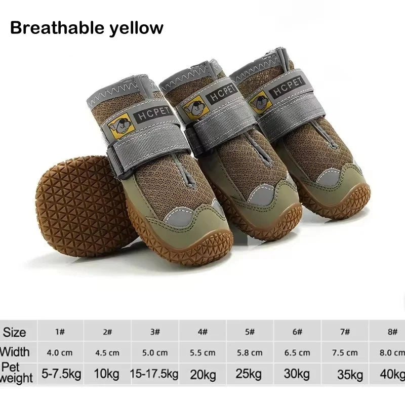 🐾 4Pcs/Set Breathable Outdoor Dog Shoes for Large Dogs – Anti-Slip & Durable 🐶