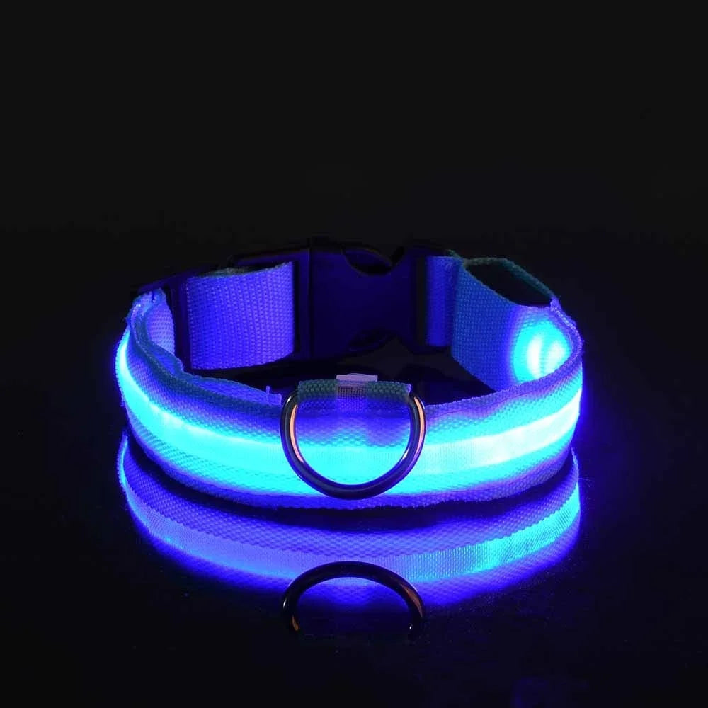 🐾 PawTailed™ Nylon LED Night Safety Dog Collar – Keep your furry friend safe and stylish day & night!