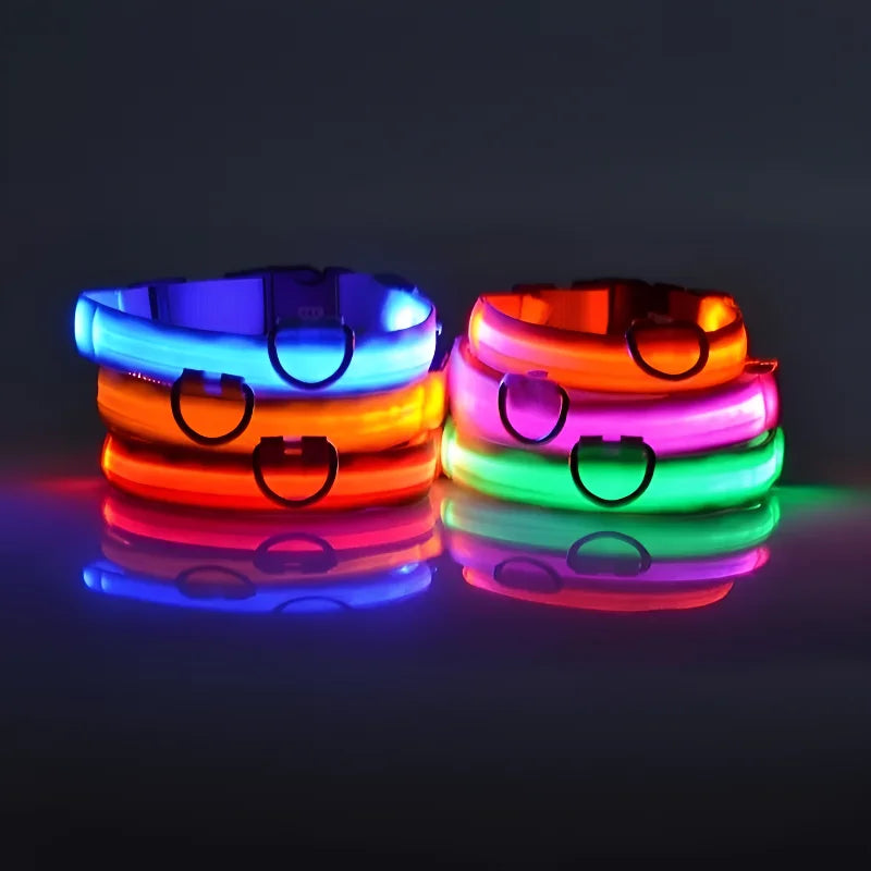 🐾 PawTailed™ Nylon LED Night Safety Dog Collar – Keep your furry friend safe and stylish day & night!