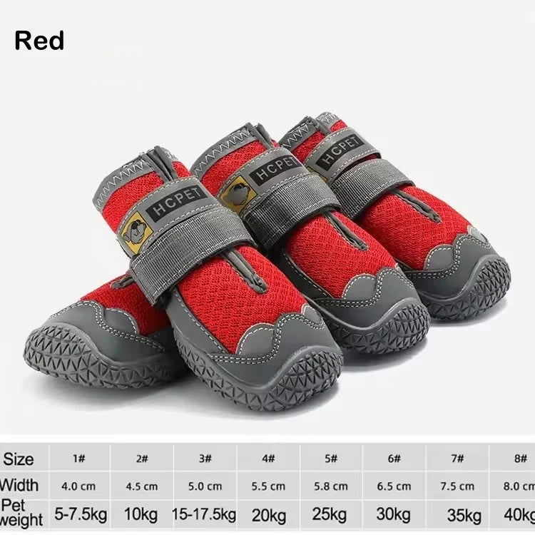 🐾 4Pcs/Set Breathable Outdoor Dog Shoes for Large Dogs – Anti-Slip & Durable 🐶