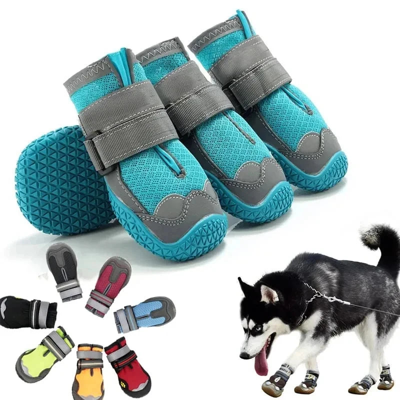 🐾 4Pcs/Set Breathable Outdoor Dog Shoes for Large Dogs – Anti-Slip & Durable 🐶