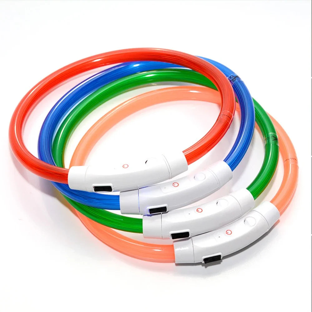 🐾 PawTailed™ LED Dog & Cat Collar – Luminous USB Rechargeable