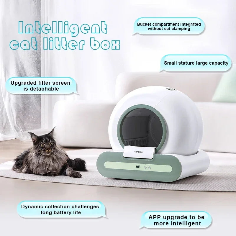 TONEPTE 2.0 Automatic Smart Cat Litter Box Self Cleaning Large Toilet  Cat Sandbox Electronic Pet Toilet